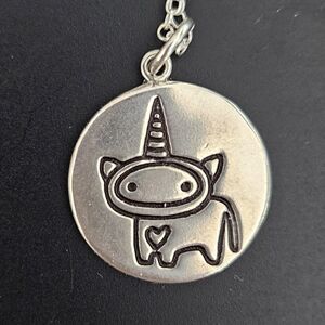 Mark Poulin Sterling Silver I See Unicorns Charm on an Adjustable Silver Chain